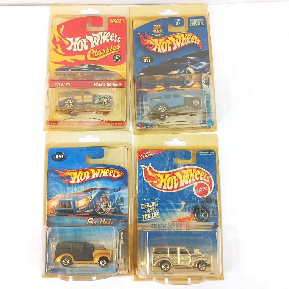 Hot Wheels 1940s Woodie Lot of 4 Classics Silver Series Highway 35 Pin Hedz